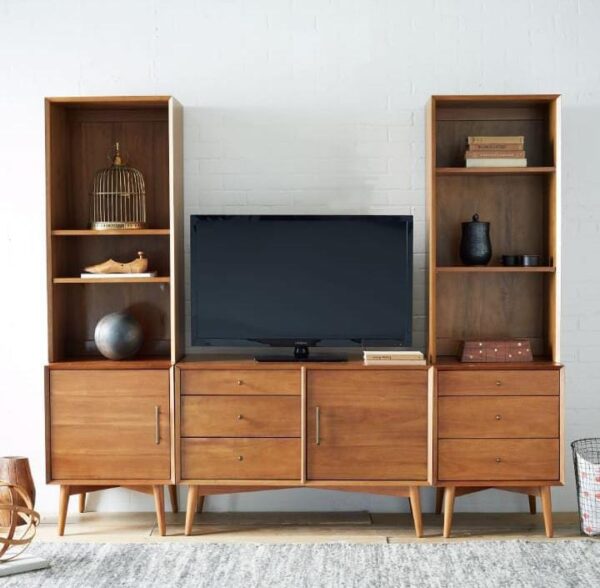 Rak TV Kayu Solid multifungsi dengan desain modern