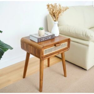 Side Table Rotan Kayu Jati