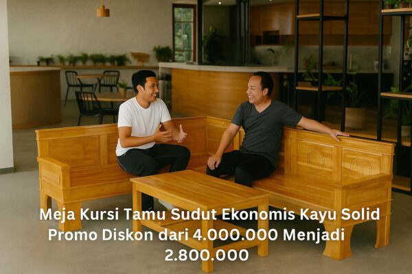 Meja Kursi Tamu Sudut Kayu Solid Promo