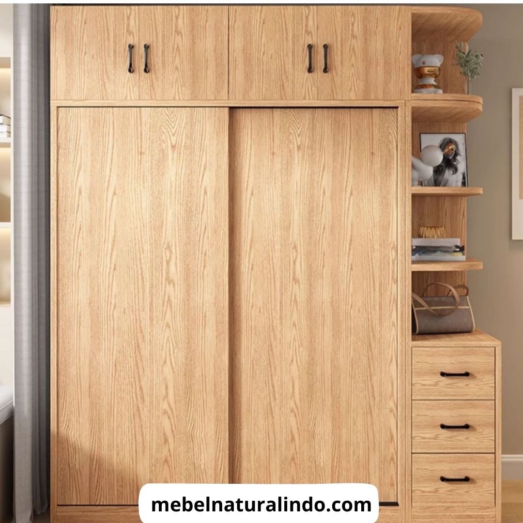 Lemari Pakaian Kayu Pintu Geser