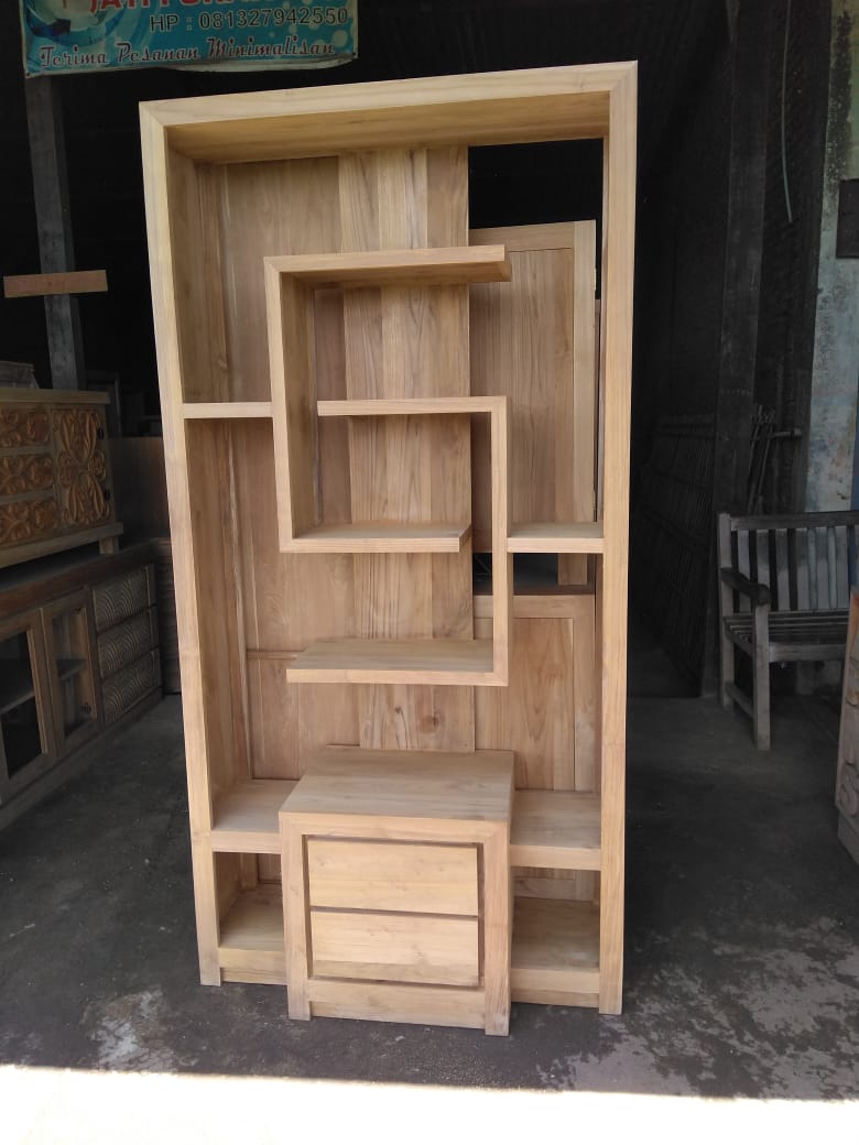 Lemari Rak Buku Kayu Jati