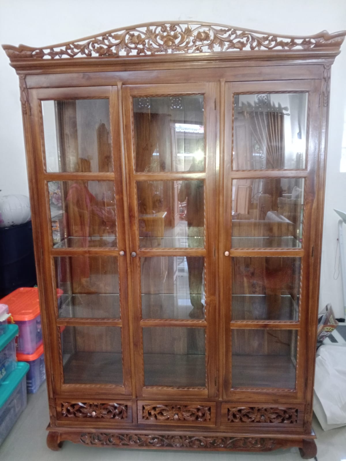 Lemari Rak Buku Kayu Jati