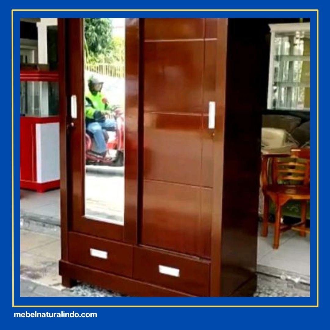 Lemari Pakaian Kayu Sliding 2 Pintu
