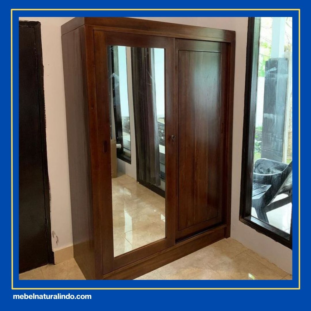 Lemari Pakaian Kayu Sliding 2 Pintu