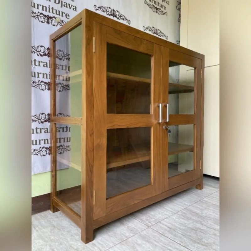 Lemari Display Kaca Kayu