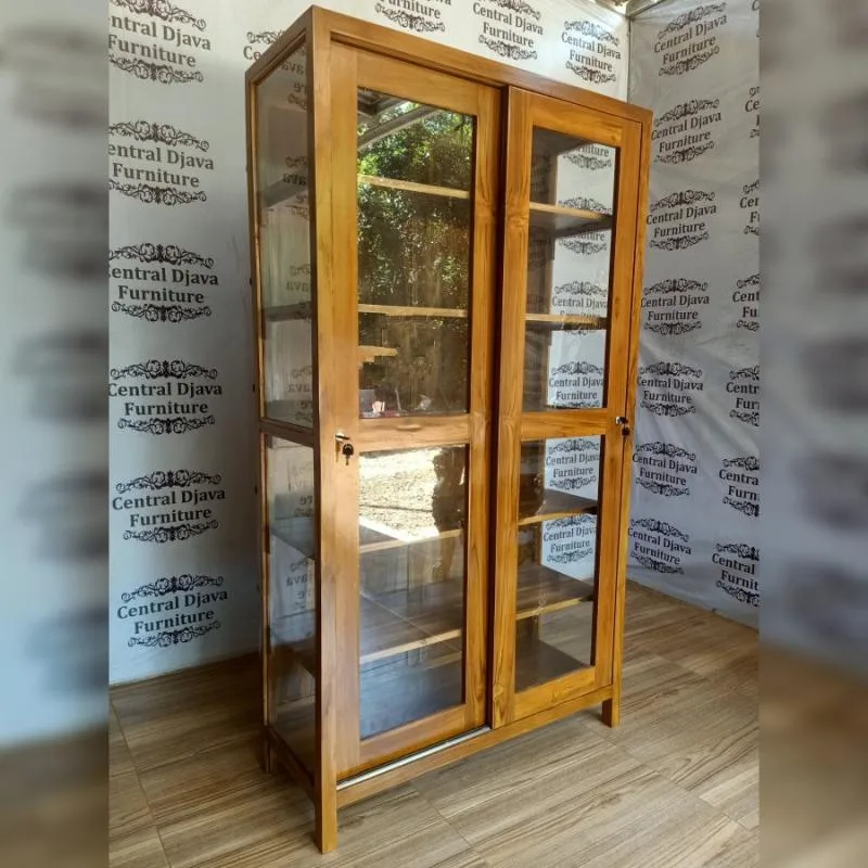 Lemari Display Kaca Kayu